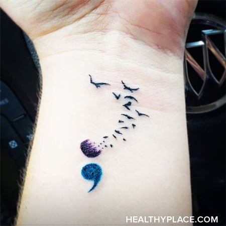 Semicolon transforming into birds