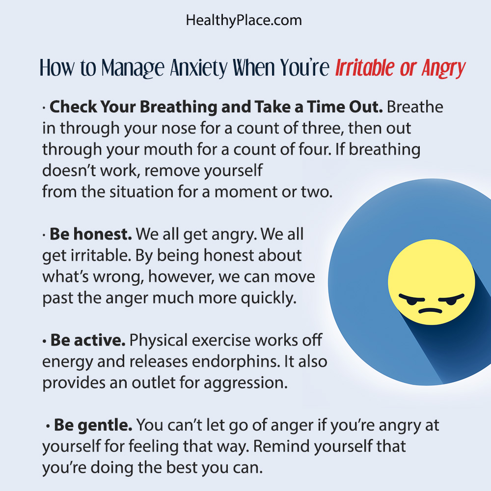 A poster to share about being angry, irritable and anxious